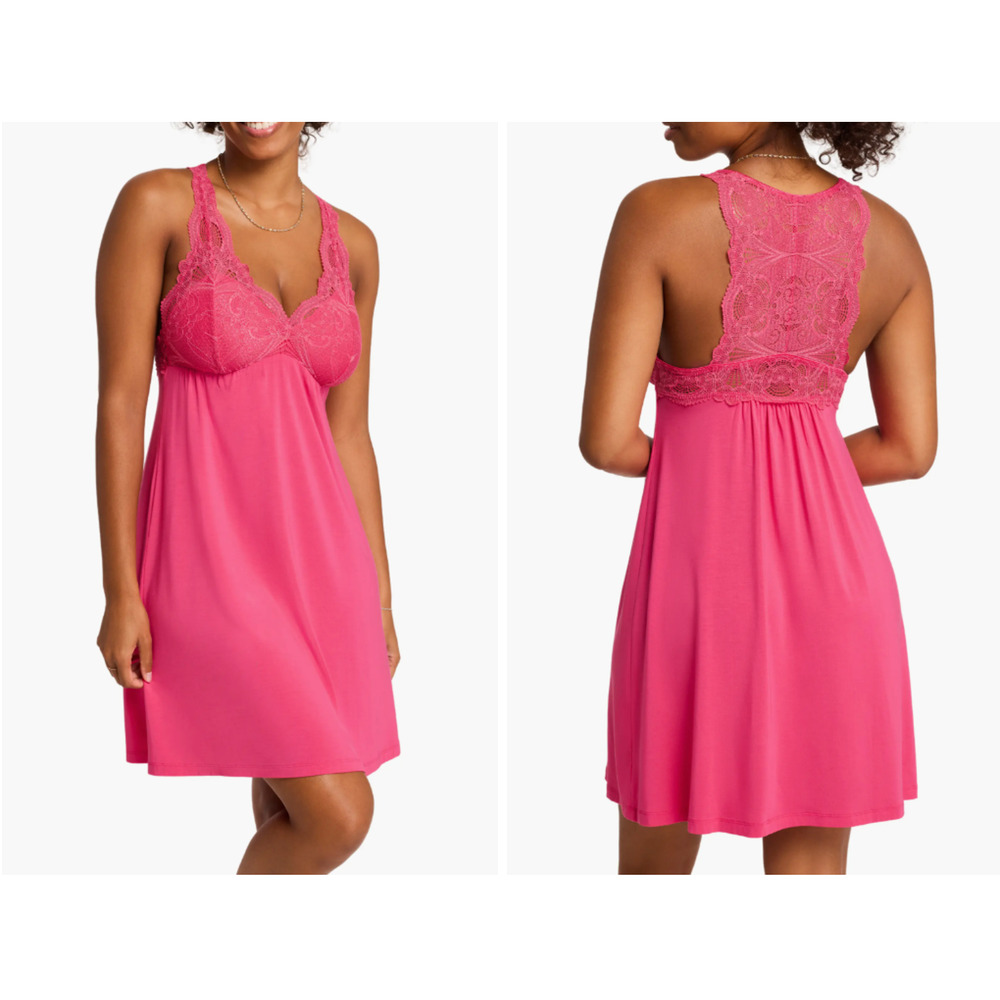 Fleur’t Belle Epoque Chemise XS Pink Lace Trim‎ Fuller Cup Sleepwear Romantic